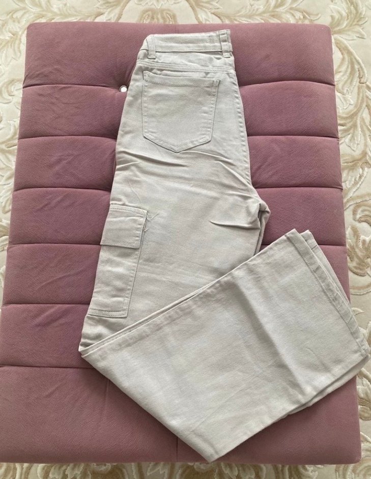 Bej Rahat Kesim Kadın Kot Pantolon - Görsel 2