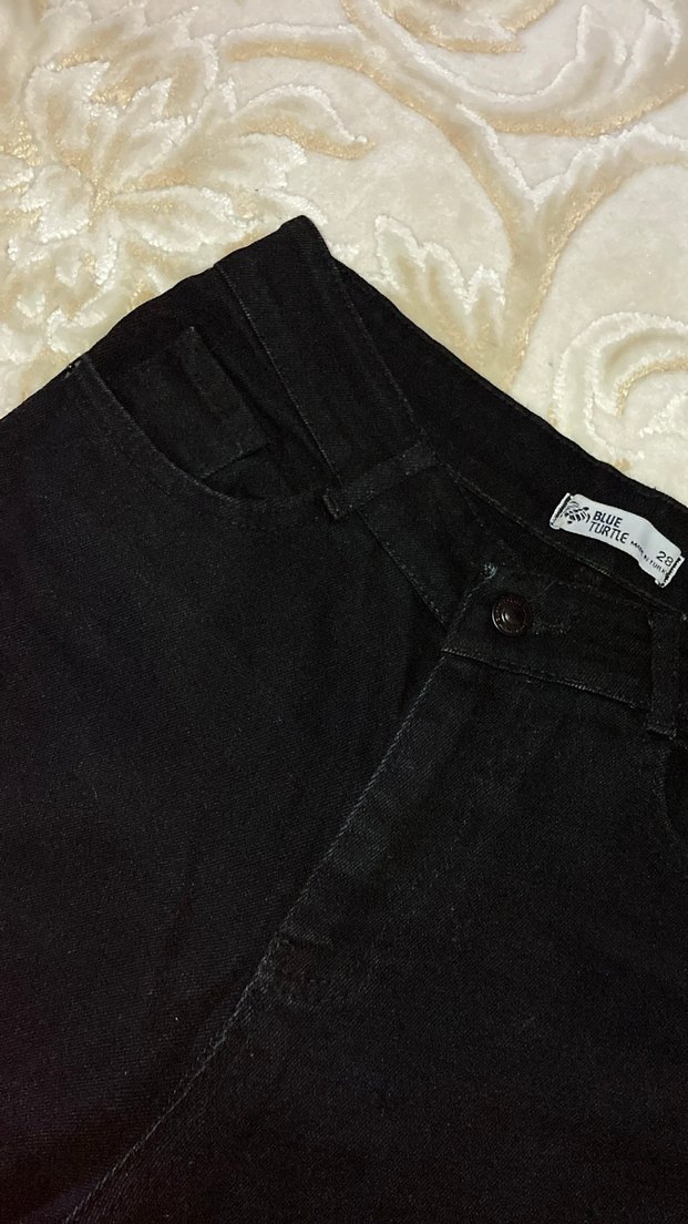 Kadın Siyah Regular Fit Midi Jean - Görsel 3