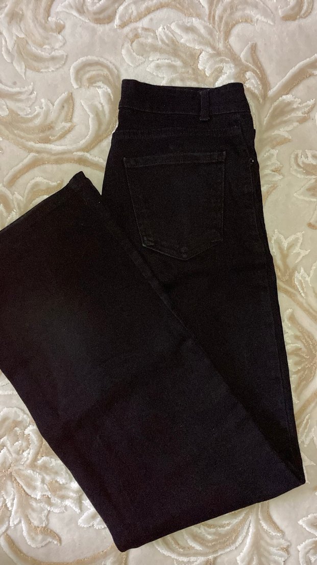 Kadın Siyah Regular Fit Midi Jean - Görsel 2