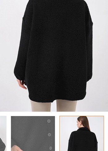 Düğmeli Siyah Midi - Görsel 3