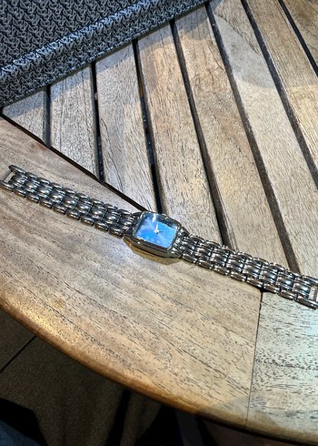 Gri Zincir Detaylı Mavi Kadın Kol Saati - Görsel 2