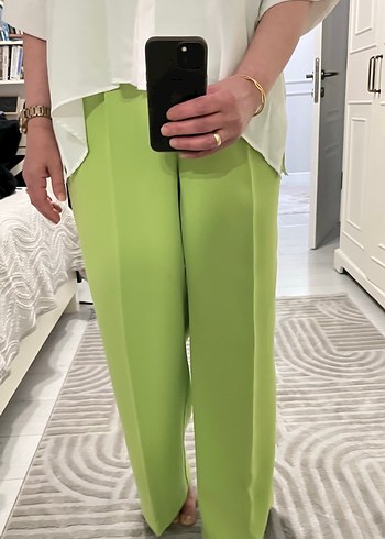 Mango Canli Limon Yesili Yuksek Bel Pantolon