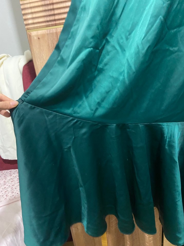 Yeşil Parlak Uzun Kadın Elbise - Görsel 3