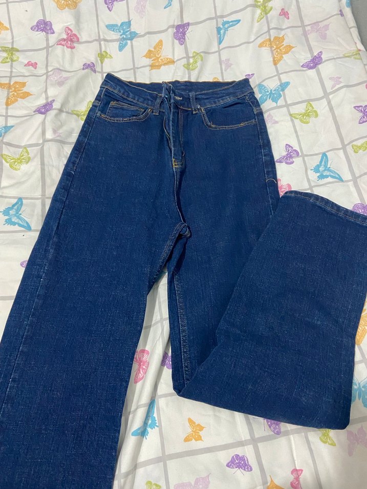 Kadın Lacivert Bol Kesim Midi Kot Pantolon - Görsel 2