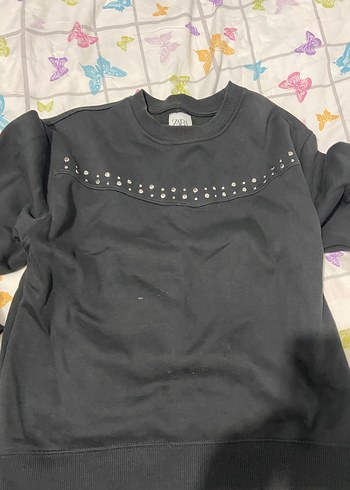 Siyah Nakışlı ve Payetli Kadın Sweatshirt - Görsel 2