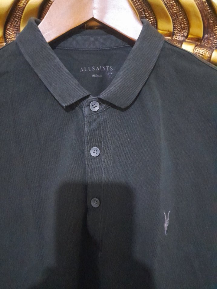 All Saints Düğmeli Siyah Erkek Polo Tişört - Görsel 2