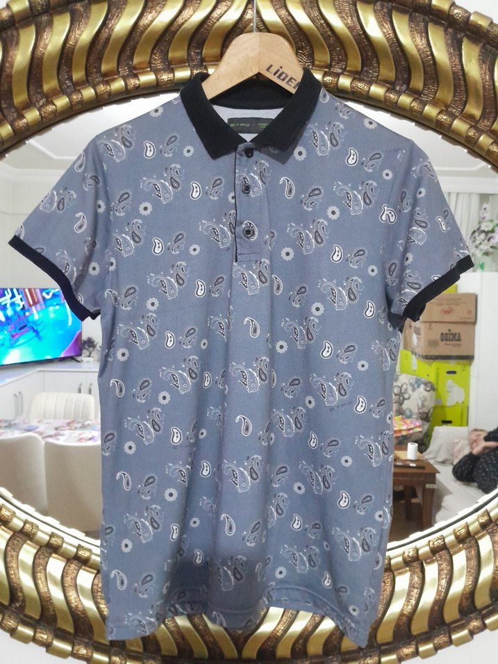 Etro orjinal, Baskılı Kısa Kollu Polo Tişört - Görsel 5