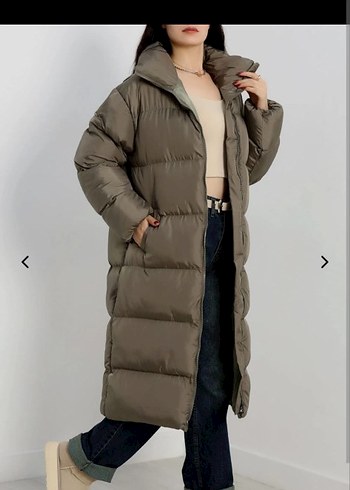 110 cm 
Uzun haki Kadın Kışlık Şişme Mont - Görsel 2