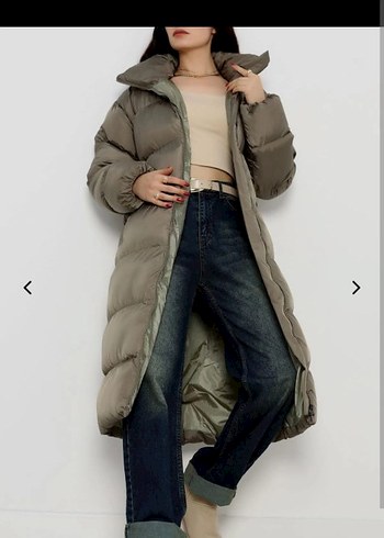 110 cm 
Uzun haki Kadın Kışlık Şişme Mont - Görsel 3