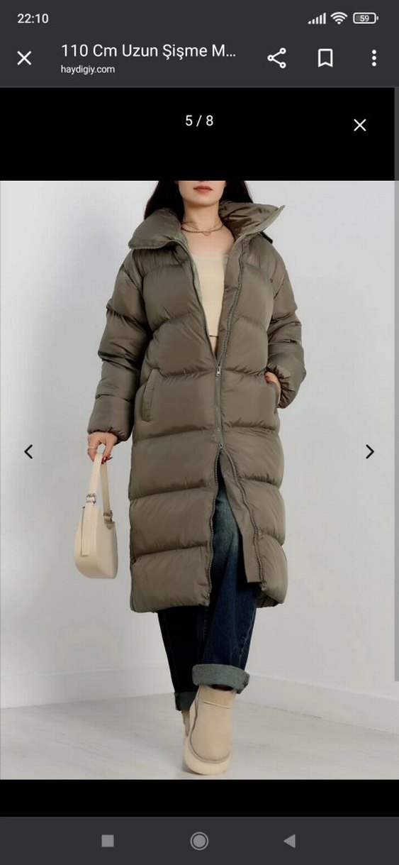 110 cm 
Uzun haki Kadın Kışlık Şişme Mont - Görsel 4