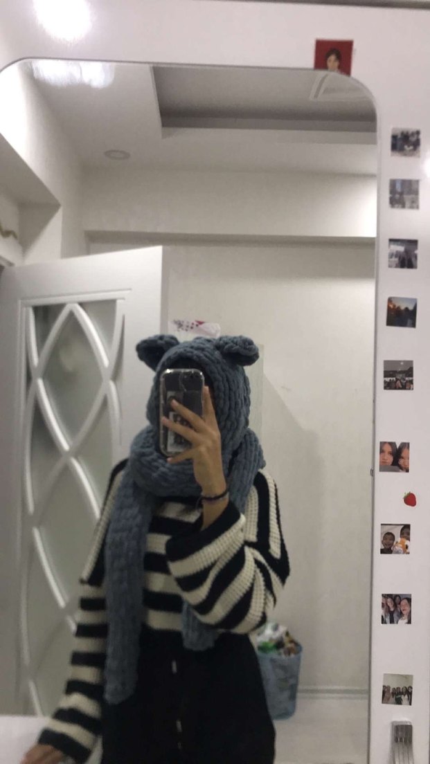 Gri  Örgü Kedi Kıyafeti - Görsel 2