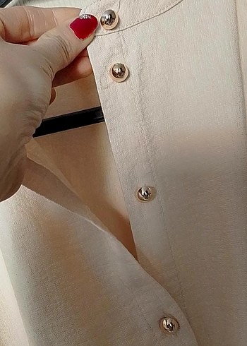 Bej Uzun Kollu Piliseli Keten Elbise - Görsel 3