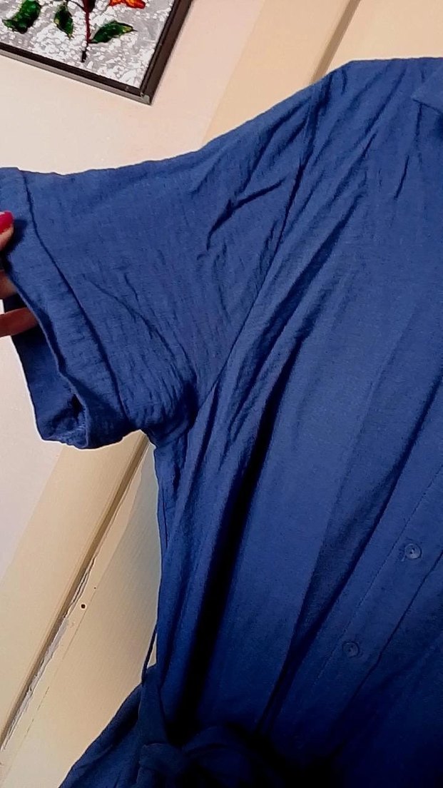 Lacivert Midi Kadın Gömlek Elbise - Görsel 3