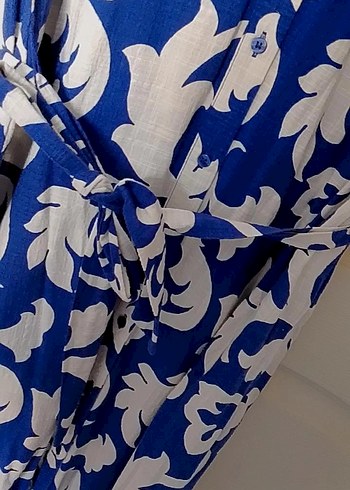 Mavi Bohem V Yaka Uzun Elbise - Görsel 3