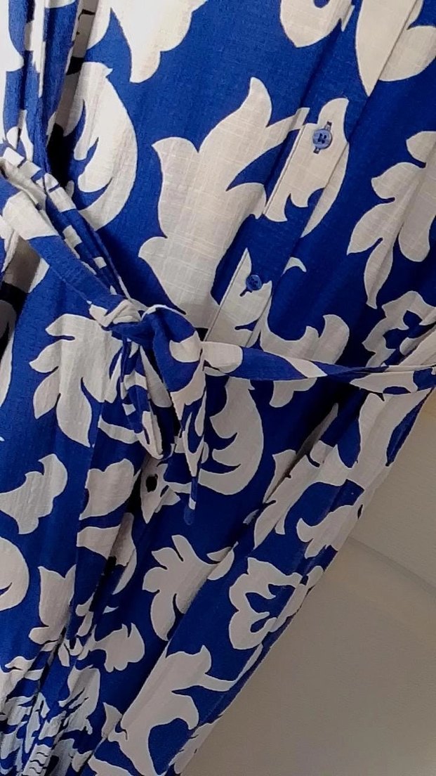 Mavi Bohem V Yaka Uzun Elbise - Görsel 3