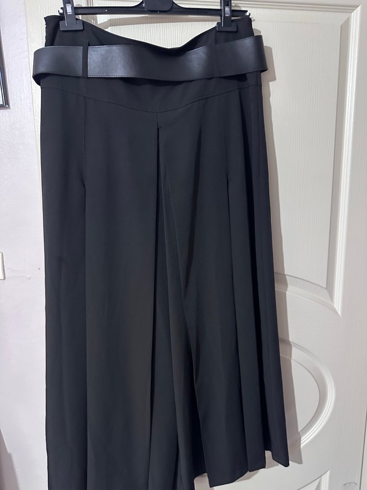 Kadın Siyah Deri Uzun Etek Kemerli - Görsel 3