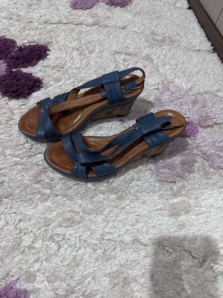 Mavi Dolgu Topuklu Kadın Sandalet - Görsel 3