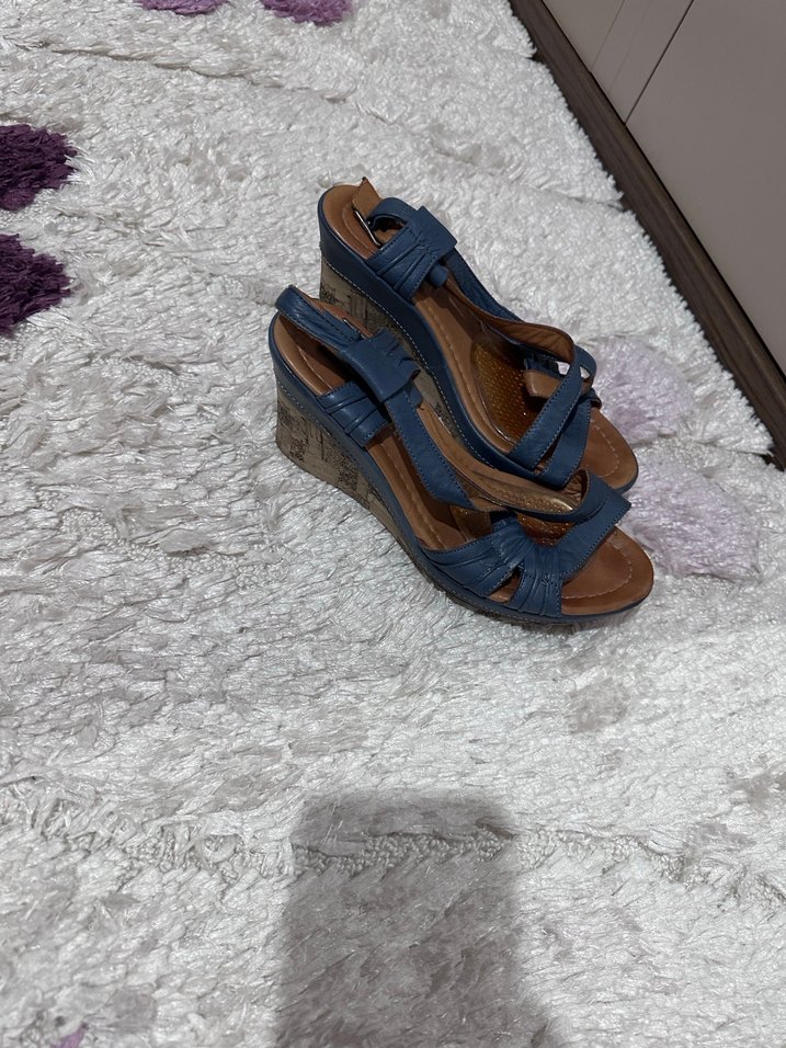 Mavi Dolgu Topuklu Kadın Sandalet - Görsel 2