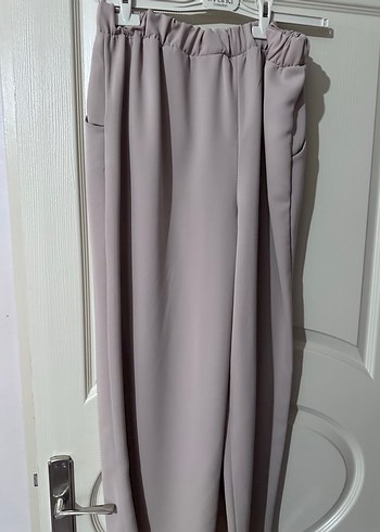 Bej Renkli Bol Kesim Kadın Kumaş Pantolon - Görsel 2