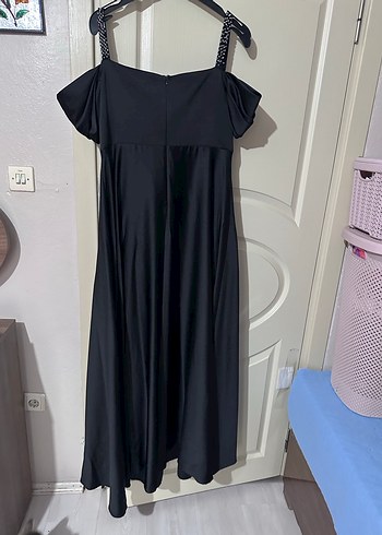 Drapeli Uzun Siyah Straplez Gotik Elbise - Görsel 3