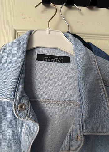 Düğmeli Gri Kadın Denim Ceket - Görsel 3