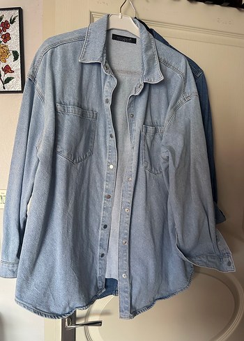 Düğmeli Gri Kadın Denim Ceket - Görsel 2