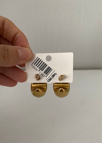 Altın Renk Parlak Düğme Küpe - Görsel 3