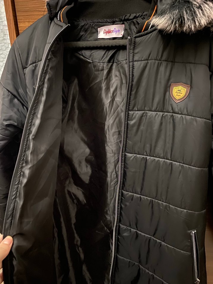 Kürklü Siyah Kadın Uzun Kışlık Mont - Görsel 4