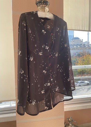 Düğmeli Kahverengi Uzun Kollu Kadın Gömlek - Görsel 2