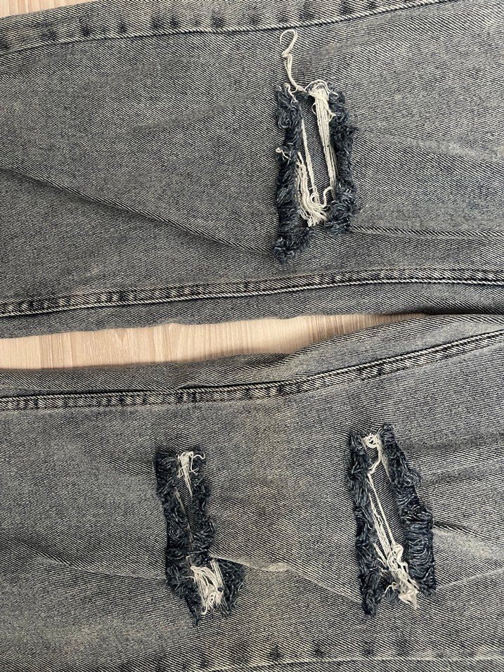 Kadın Gri Yırtık Salaş Kot Pantolon - Görsel 4