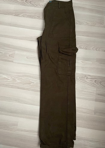 koyu yeşil cepli jeans pantolon - Görsel 3