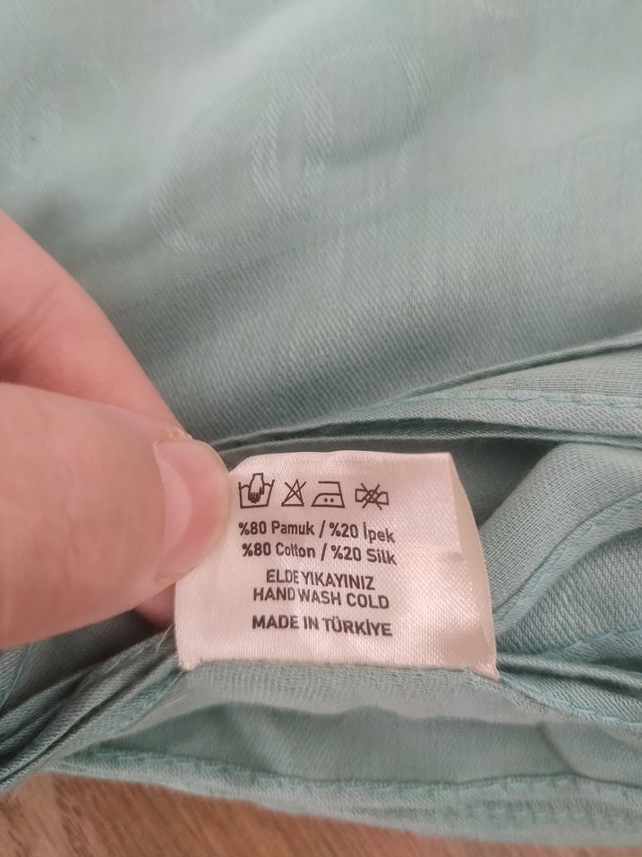 İMANOOR Dama Desen Nil Yeşili Pamuk Şal 70x200 - Görsel 2