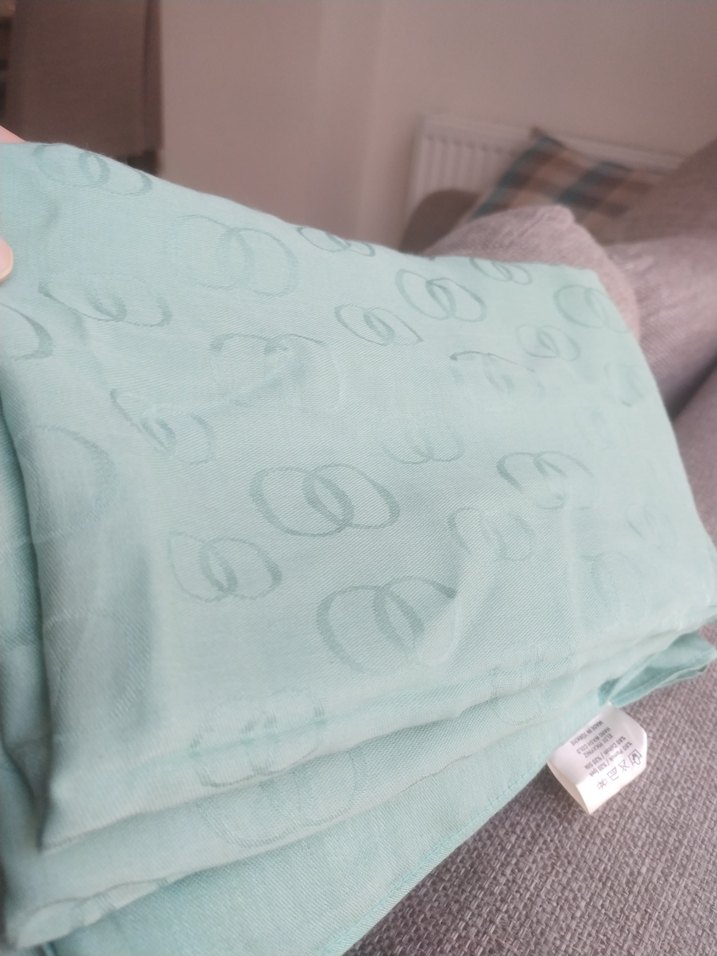 İMANOOR Dama Desen Nil Yeşili Pamuk Şal 70x200 - Görsel 3