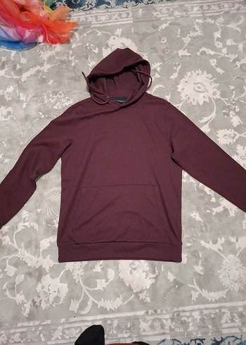 Bordo Kapüşonlu Sweatshirt - Görsel 7