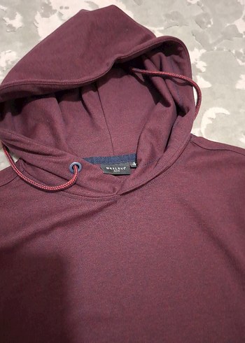 Bordo Kapüşonlu Sweatshirt - Görsel 4
