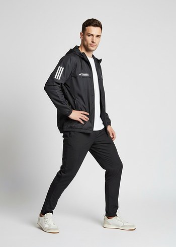 Erkek Siyah Kapüşonlu Rüzgarlık Ceket - Görsel 2