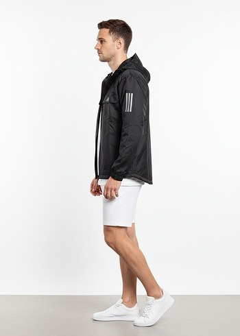 Erkek Siyah Kapüşonlu Rüzgarlık Ceket - Görsel 5