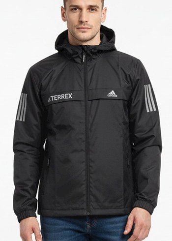 Erkek Siyah Kapüşonlu Rüzgarlık Ceket - Görsel 4