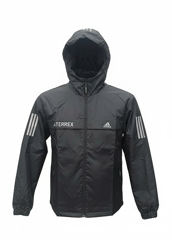 Erkek Siyah Kapüşonlu Rüzgarlık Ceket - Görsel 7