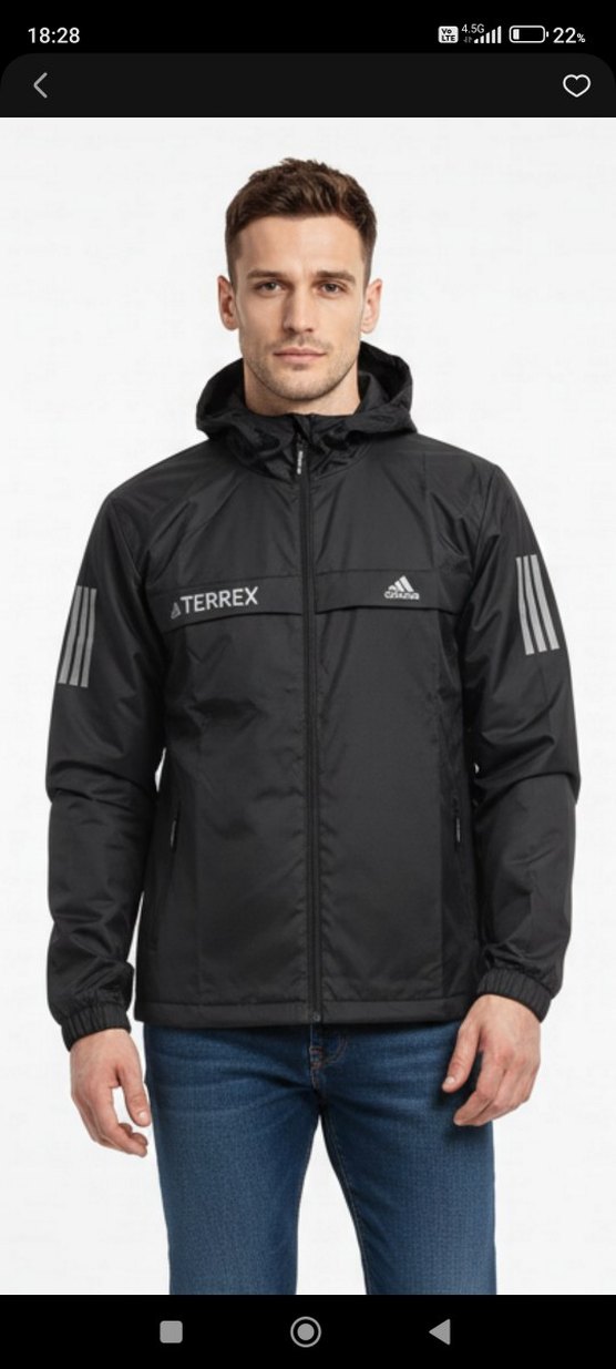 Erkek Siyah Kapüşonlu Rüzgarlık Ceket - Görsel 4