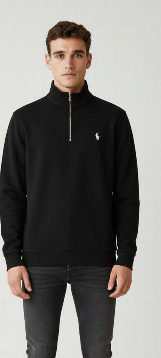 Erkek Siyah Fermuarlı Yarım Balıkçı Sweatshirt - Görsel 3