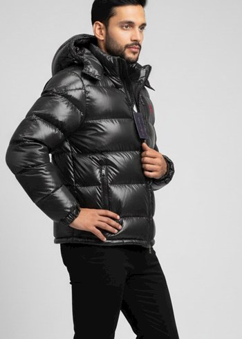 Siyah Kapüşonlu Fermuarlı Erkek Mont - Görsel 3