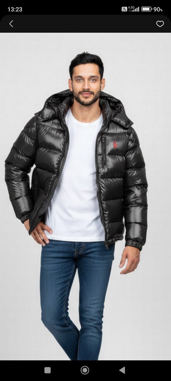 Siyah Kapüşonlu Fermuarlı Erkek Mont - Görsel 2