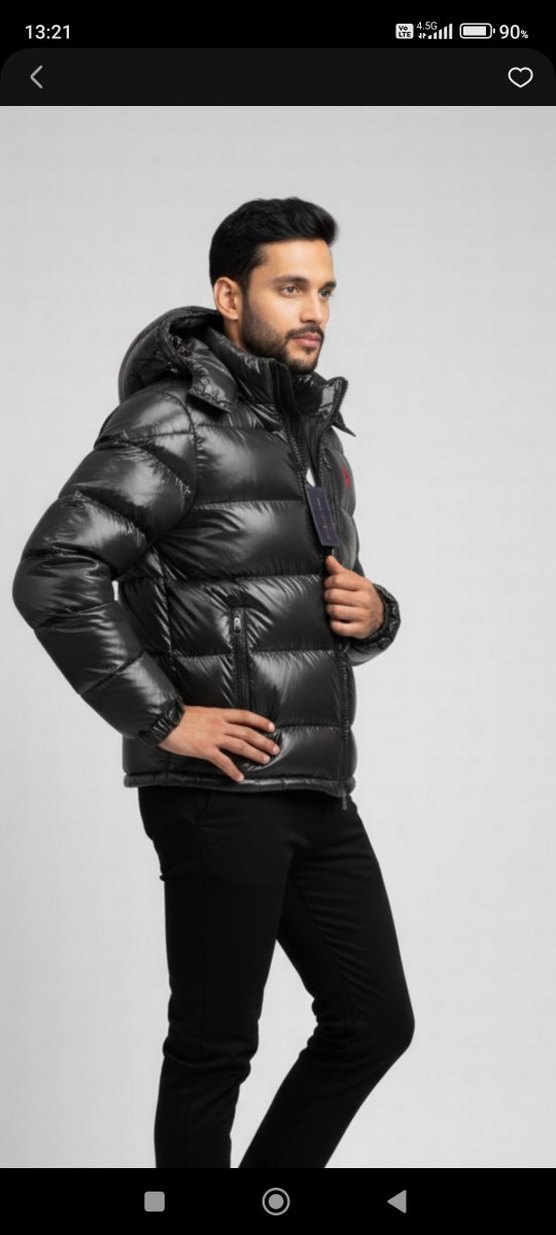 Siyah Kapüşonlu Fermuarlı Erkek Mont - Görsel 3