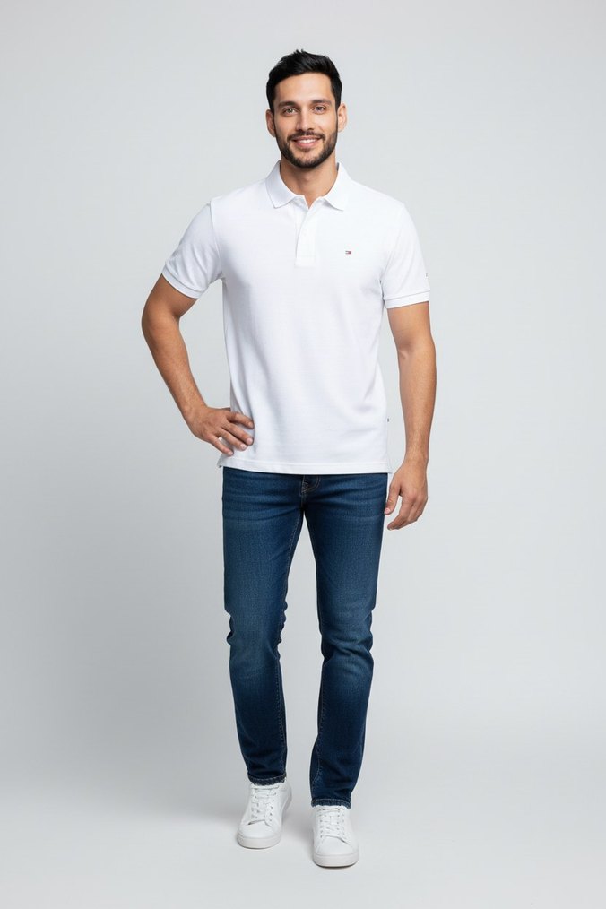 Erkek Beyaz Kısa Kollu Polo Tişört - Görsel 3