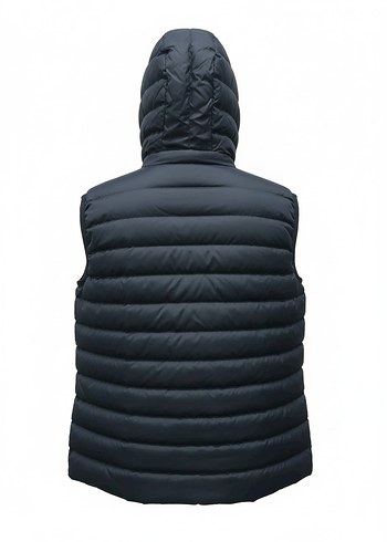 Erkek Lacivert Kapüşonlu Fermuarlı Yelek - Görsel 4