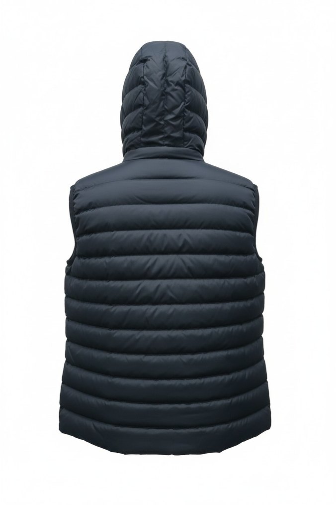 Erkek Lacivert Kapüşonlu Fermuarlı Yelek - Görsel 4