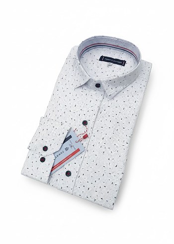 Beyaz Baskılı Erkek Gömlek - Görsel 4