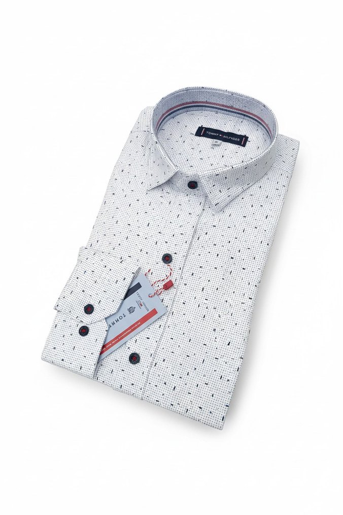 Beyaz Baskılı Erkek Gömlek - Görsel 4