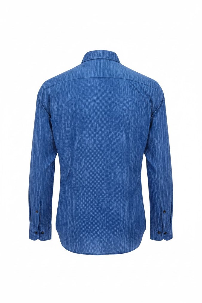 Mavi Uzun Kollu Düğmeli Gömlek - Görsel 2